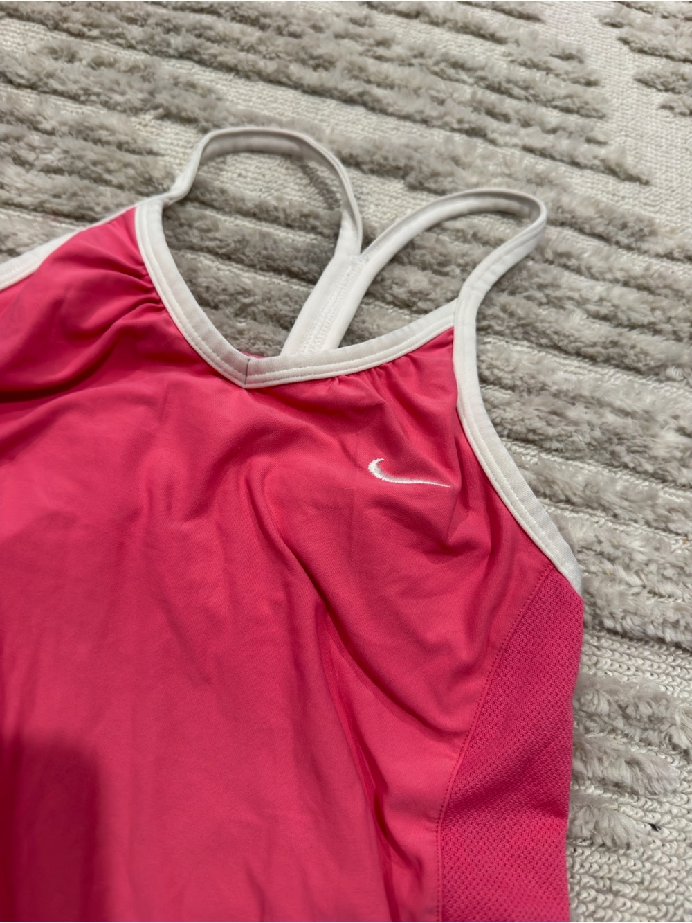Nike Hot Pink Racerback Performance Tank with White Trim - Picture 2 of 3